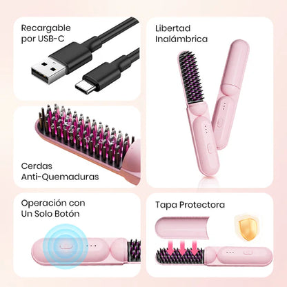 Peine alisador para cabello liso y rizado